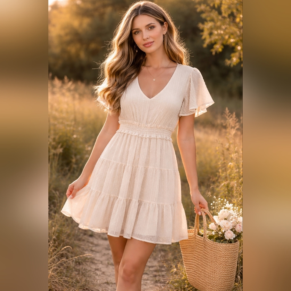 Hayden LA - Smocked Waist Swiss Dot Dress